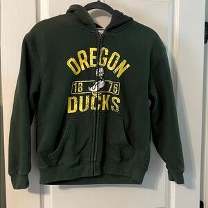 Pro Edge Oregon Ducks Green & Yellow Fleece Lined Zip Up Hoodie Size 12/14